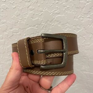 VINTAGE WRANGLER men's brown western style genuine 100% leather belt 34